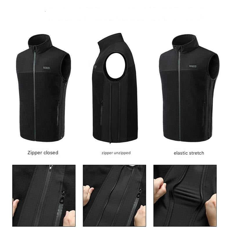 13 Area Black Fleece Heated Vest features