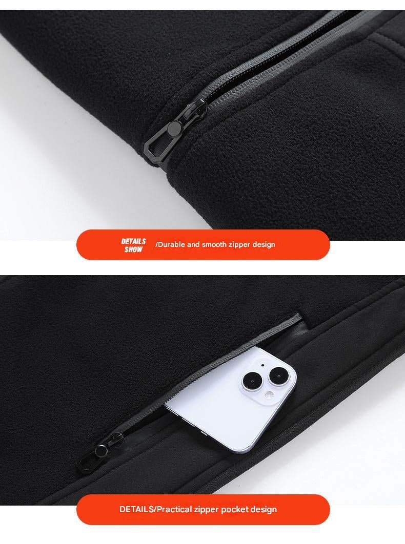 13 Area Black Fleece Heated Vest pockets