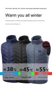 21 Area Men's Heated Gilet heat settings