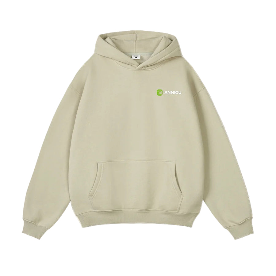 Beige Oversized Pullover Urban Sports Hoodie by Anniou