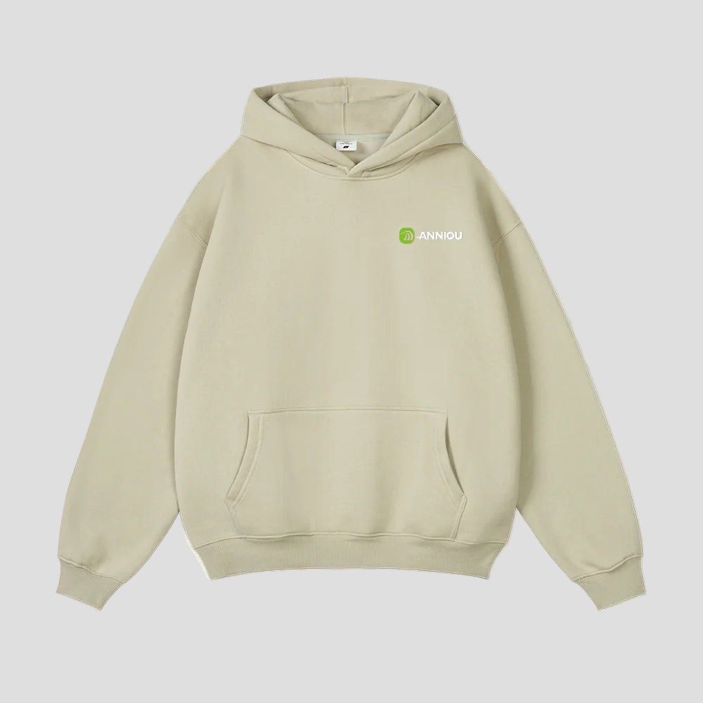 Beige  Oversized Pullover Urban Sports Hoodie by Anniou