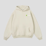 Beige hoodie with Anniou logo on a light beige background