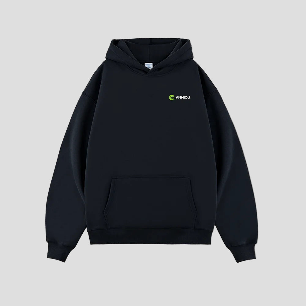 Black Anniou Thick Fleece Lined Hoodie