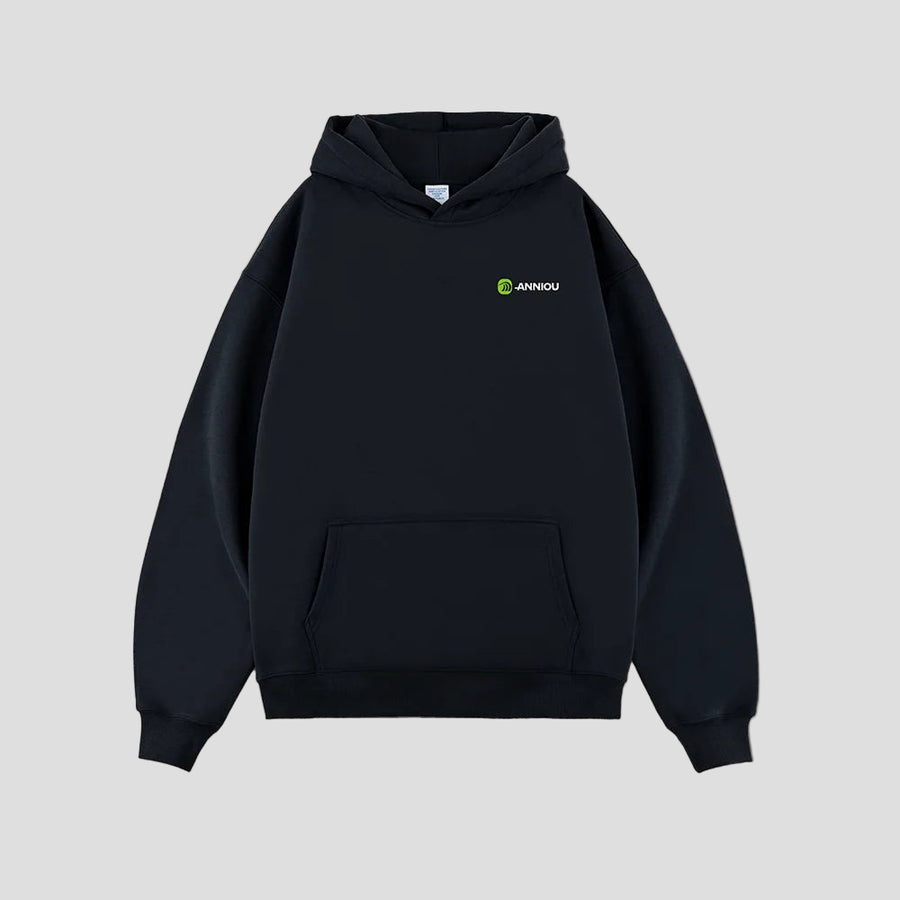Black Anniou Thick Fleece Lined Hoodie