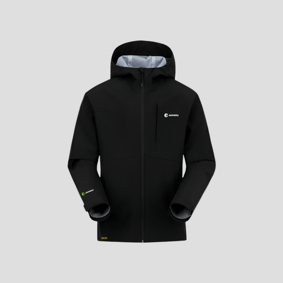 Black Seamless Hardshell Hooded Jacket by Anniou