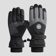 Black and grey Fleece Waterproof Thermal Ski Gloves