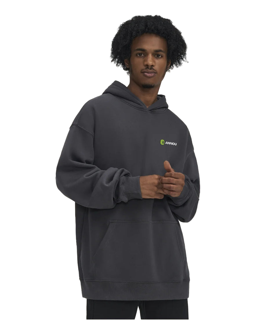 Dark Gray Thick French Terry Hoodie by Anniou