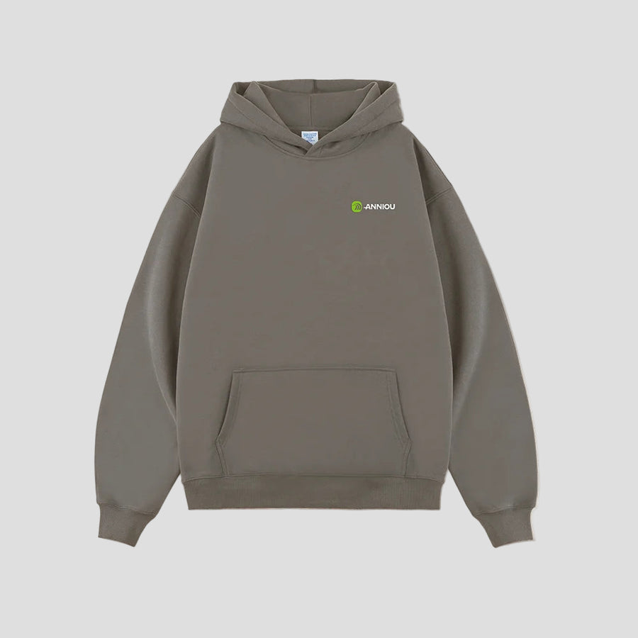 Gray Anniou Thick Fleece Lined Hoodie