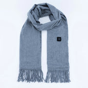 Gray Long Heated Scarve with Fringes
