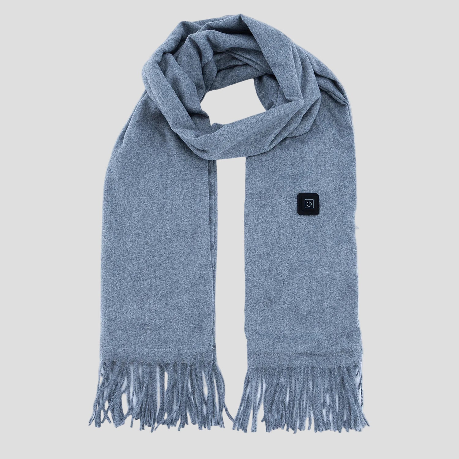 Gray Long Heated Scarve with Fringes