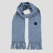 Gray Long Heated Scarve with Fringes
