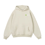 Beige hoodie with Anniou logo on a light beige background