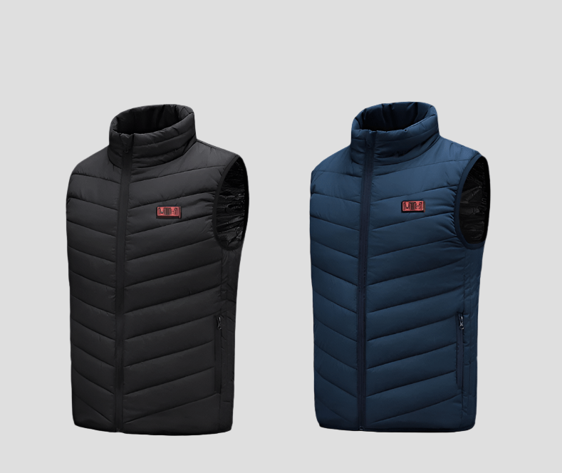 Heated Puffer Vest in black and blue