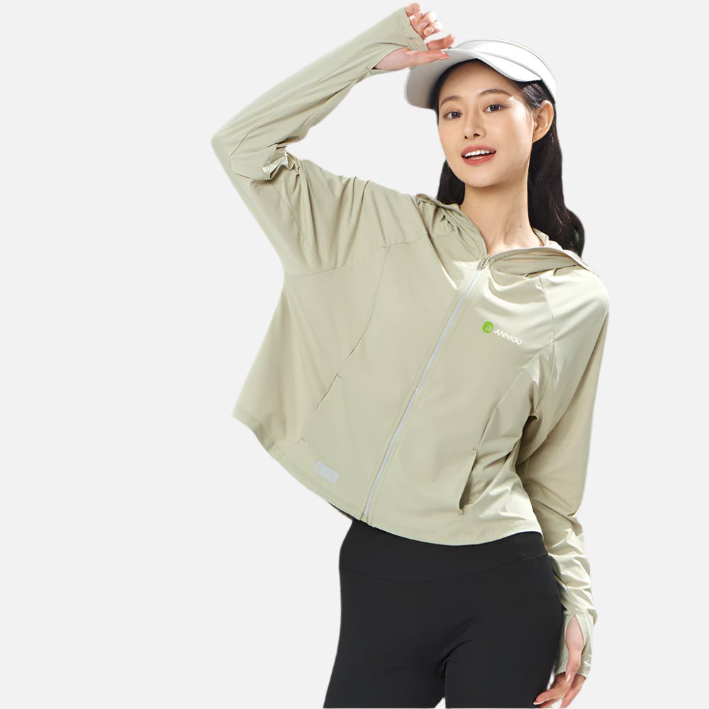 Hooded Cropped Sun Protection Jacket beige