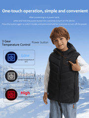 Kids Hooded Heated Gilet heat settings