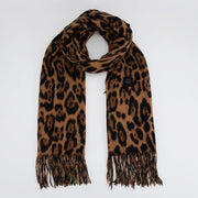 Leopard print Long Heated Scarve with Fringes