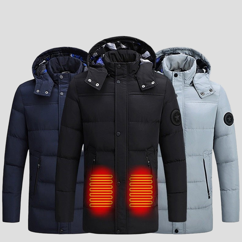 Long Padded Heated Down Jacket
