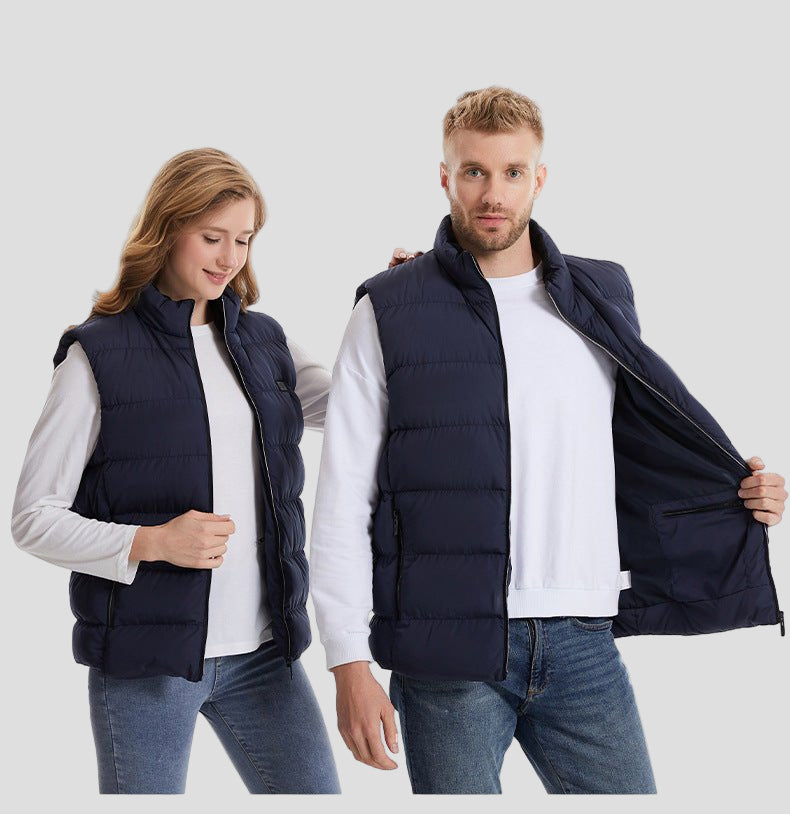 Men and Woman wearing a 26 Area Smart Heated Vest