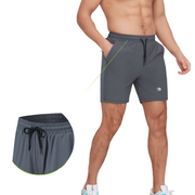 Mens Gray Ice Silk Gym Shorts Adjustable Drawstring