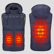 Navy 3 area heated hooded puffer vest