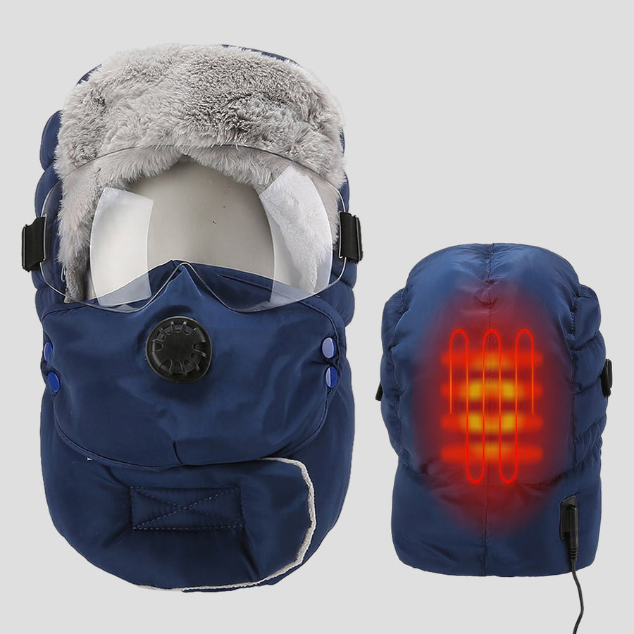 Navy Blue Heated Masked Hat