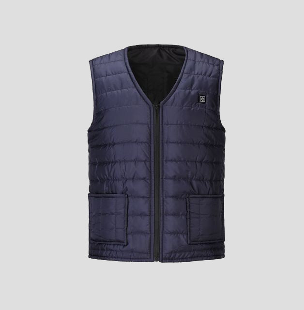 Navy Blue Heated V Neck Vest
