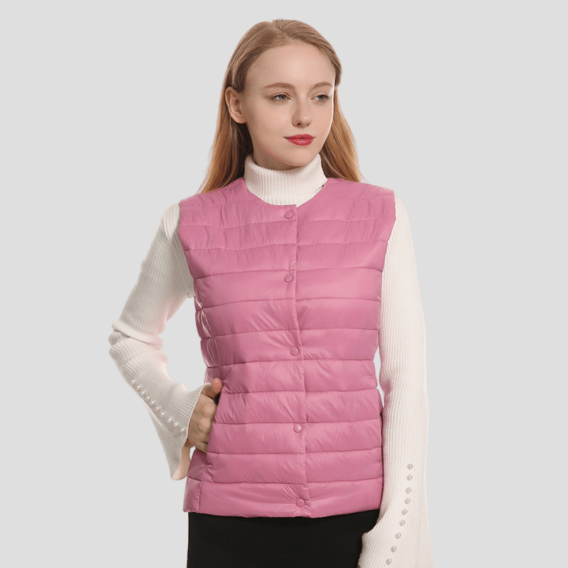 Pink Heated Button Vest