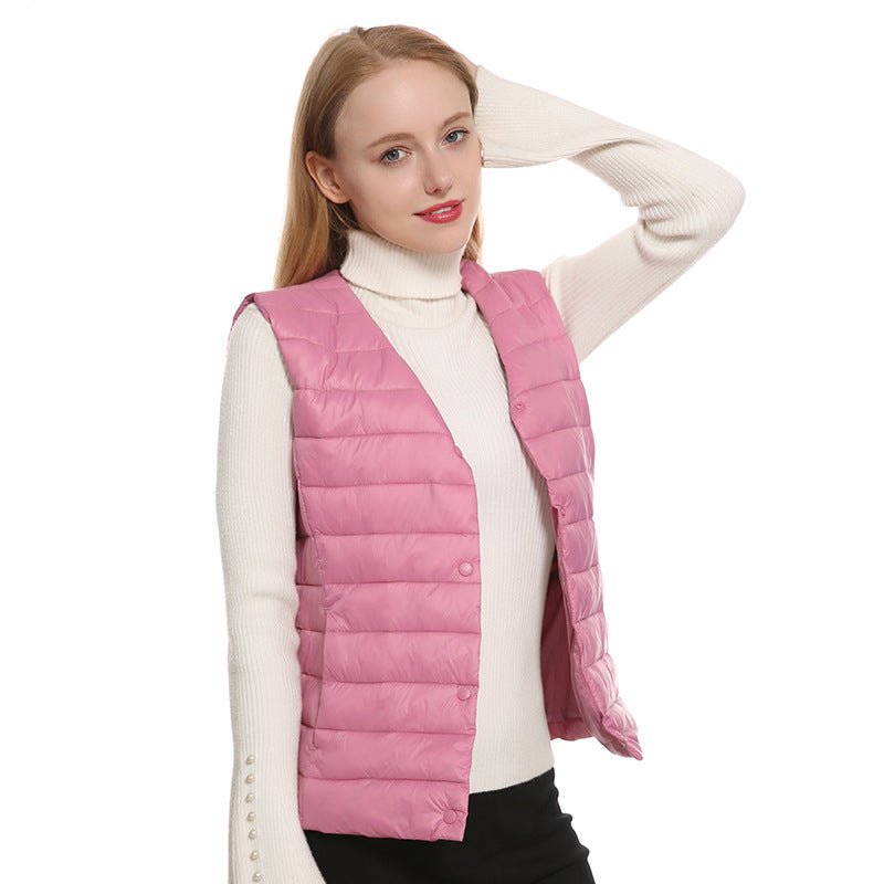 Pink Heated Button Vest open
