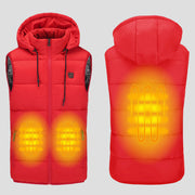 Red 3 area heated hooded puffer vest