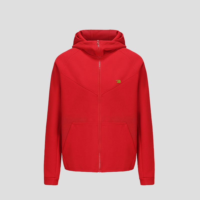 Red Sports Zip Up Hoodie by Anniou