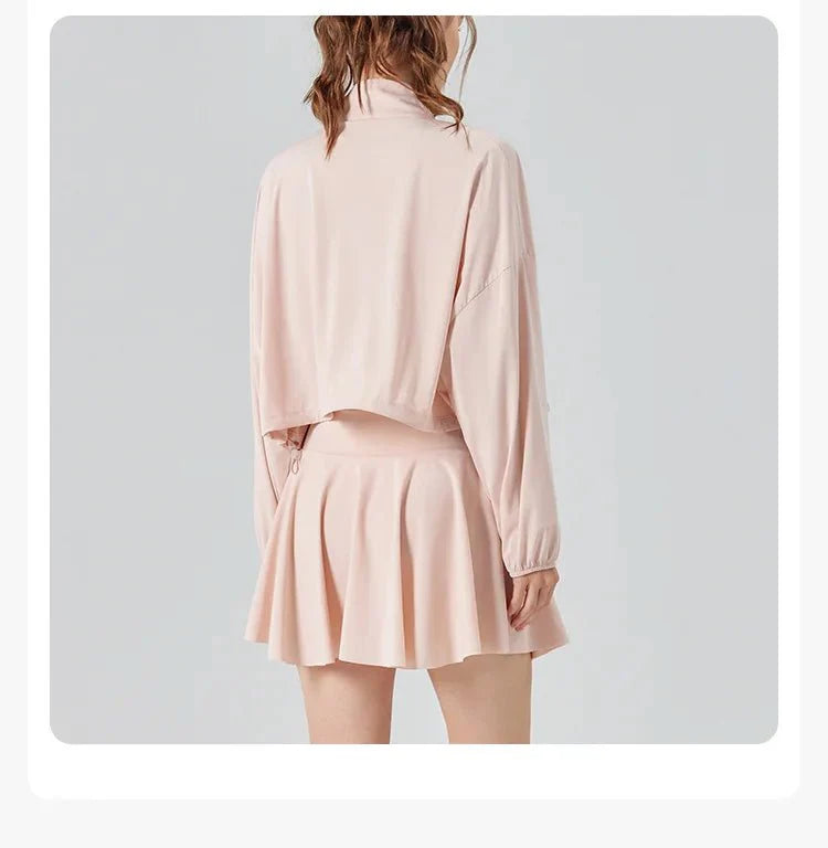 Stand Collar light green UPF50+ Cropped Sport Jacket