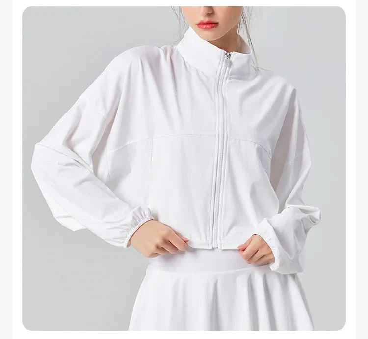 Stand Collar zip UPF50+ Cropped Sport Jacket