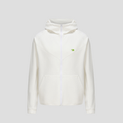 White Sports Zip Up Hoodie by Anniou