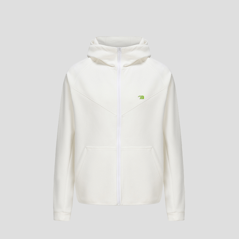 White Sports Zip Up Hoodie by Anniou