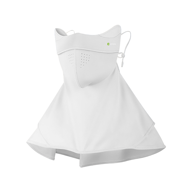 Womens White Raw Yarn UV Face Cover UPF 50+