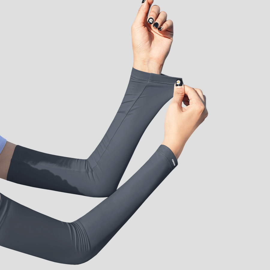 Womens dark gray 2 in 1 Sun Protection Arm Sleeves