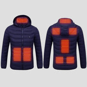 Anniou Men's 8 Area blue Quilted Heated Jacket front and back