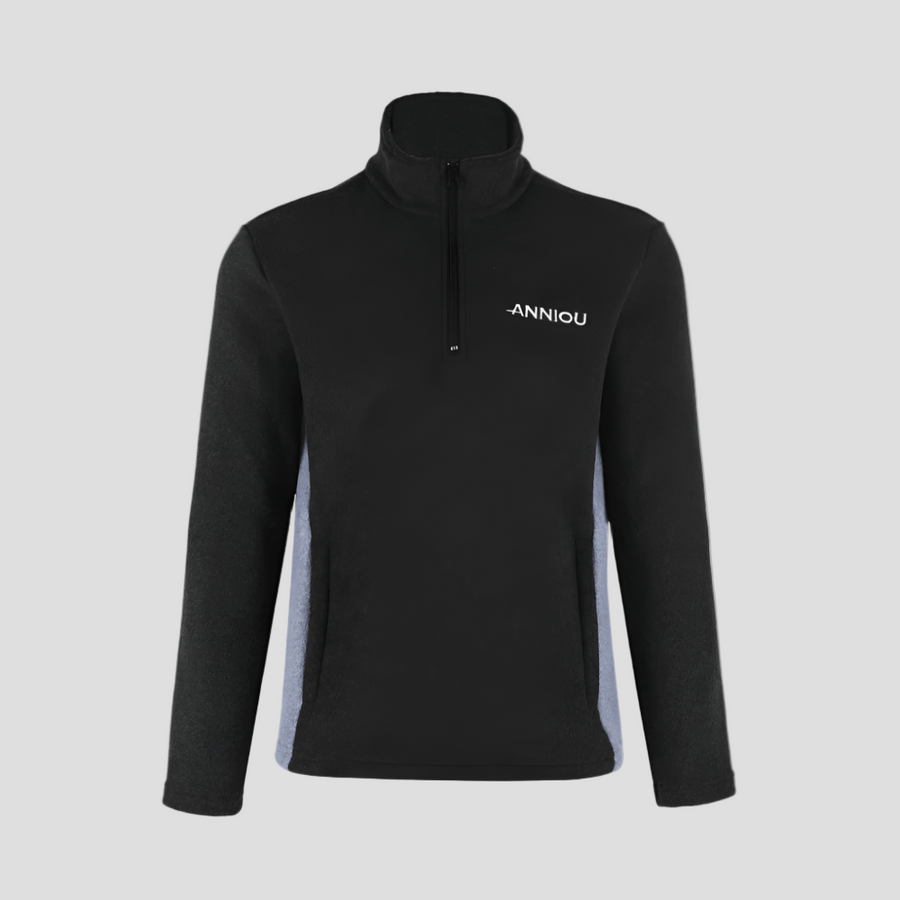 men's black Polar Fleece Half Zip Pullover Sweatshirt