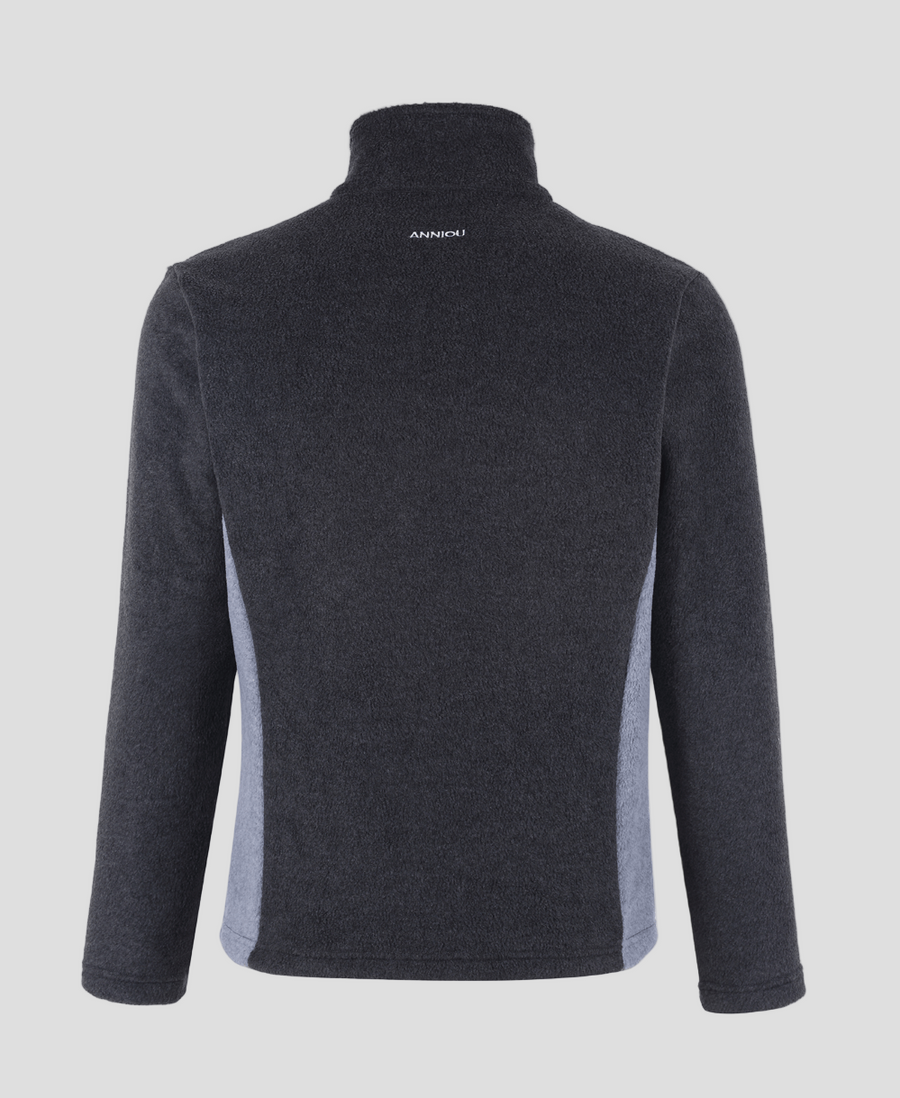 men's gray Polar Fleece Half Zip Pullover Sweatshirt back