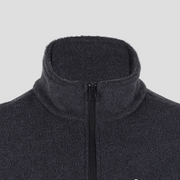 men's gray Polar Fleece Half Zip Pullover Sweatshirt coller