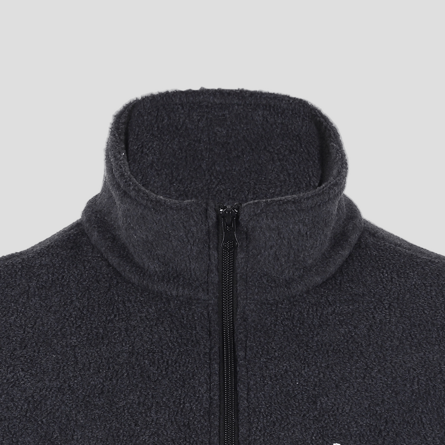 men's gray Polar Fleece Half Zip Pullover Sweatshirt coller