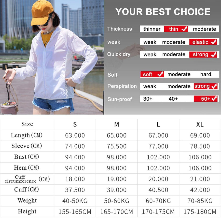 UPF 50+ Hooded Cycling Jacket size guide
