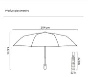 Measurement chart of an umbrella with dimensions labeled