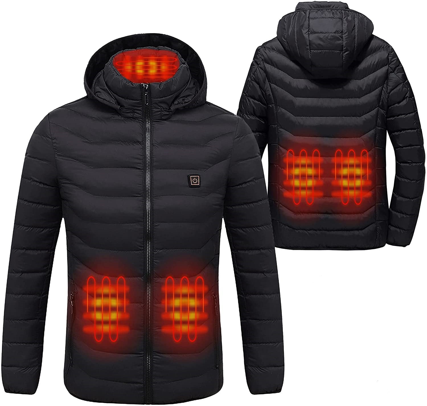 black heated duck down jacket