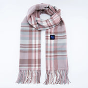 blue plaid Long Heated Scarve with Fringes