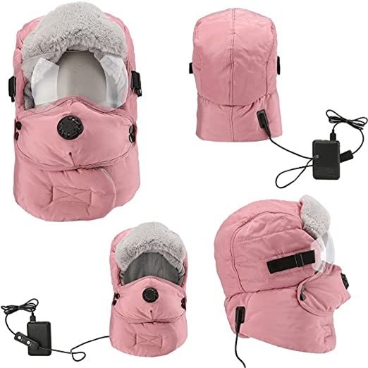 Detachable Goggles Fleece Heated Hat charging points