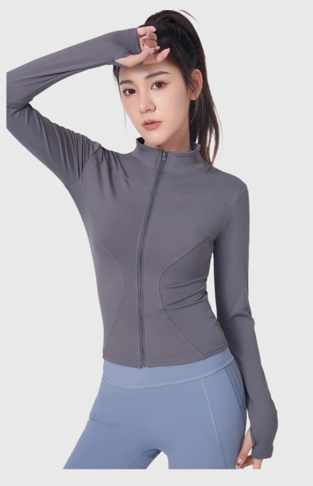 gray Slim Fit UPF50+ Sports Jacket - Sun Protection Clothing