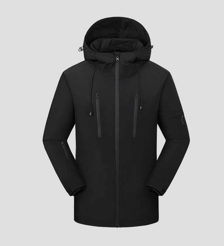 hooded black Heated Outdoor Jacket