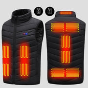 black Heated Puffer Vest with 11 heated areas