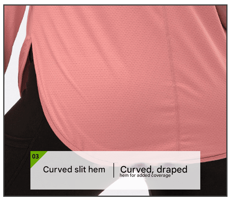 ladies UPF 50+ curved split hem sports Shirt with UPF 50+ protection